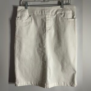 REKUCCI EASE INTO COMFORT PULL-ON STRETCH WHITE DENIM SKIRT WOMEN’S SIZE 12
